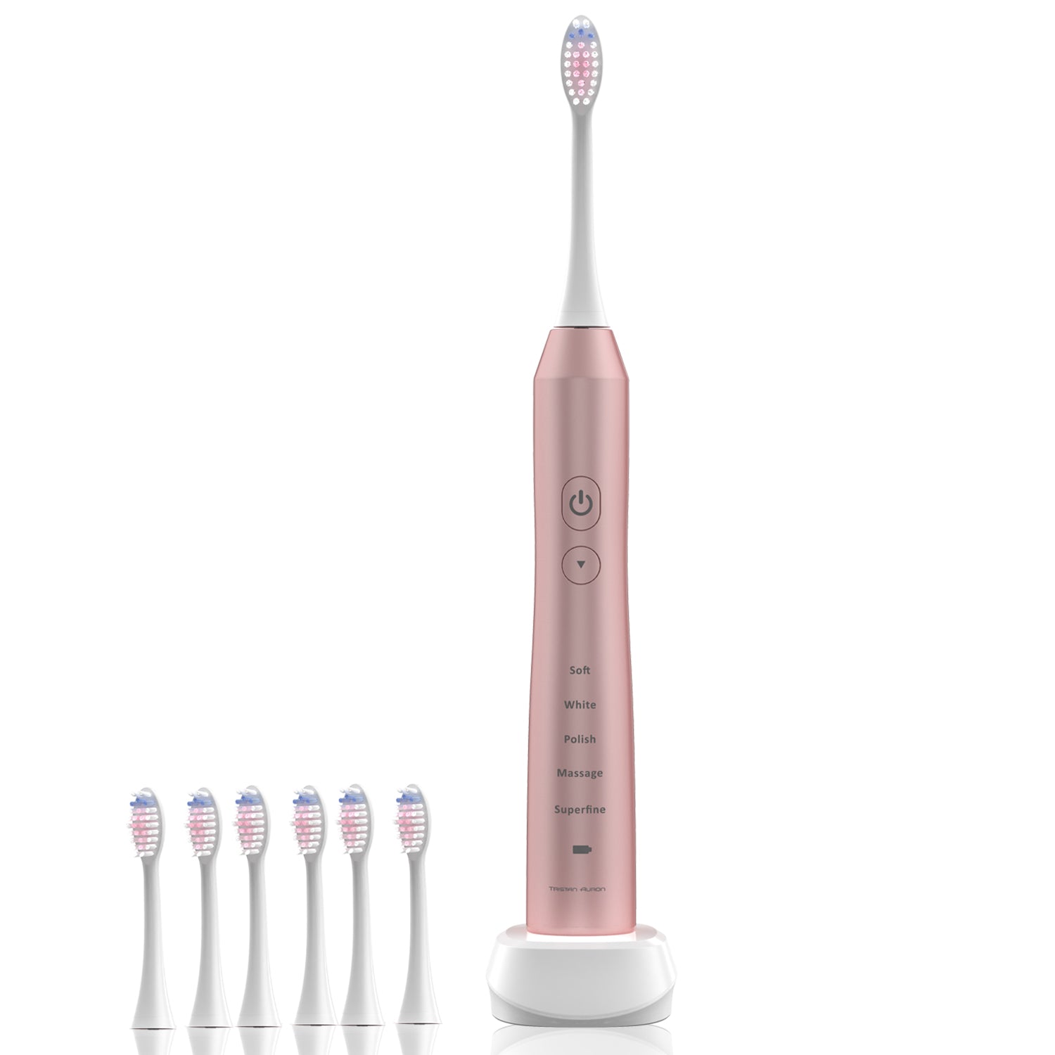 Tristan Auron Business Class mit 6 Bürstenköpfen – Jahresvorrat pink