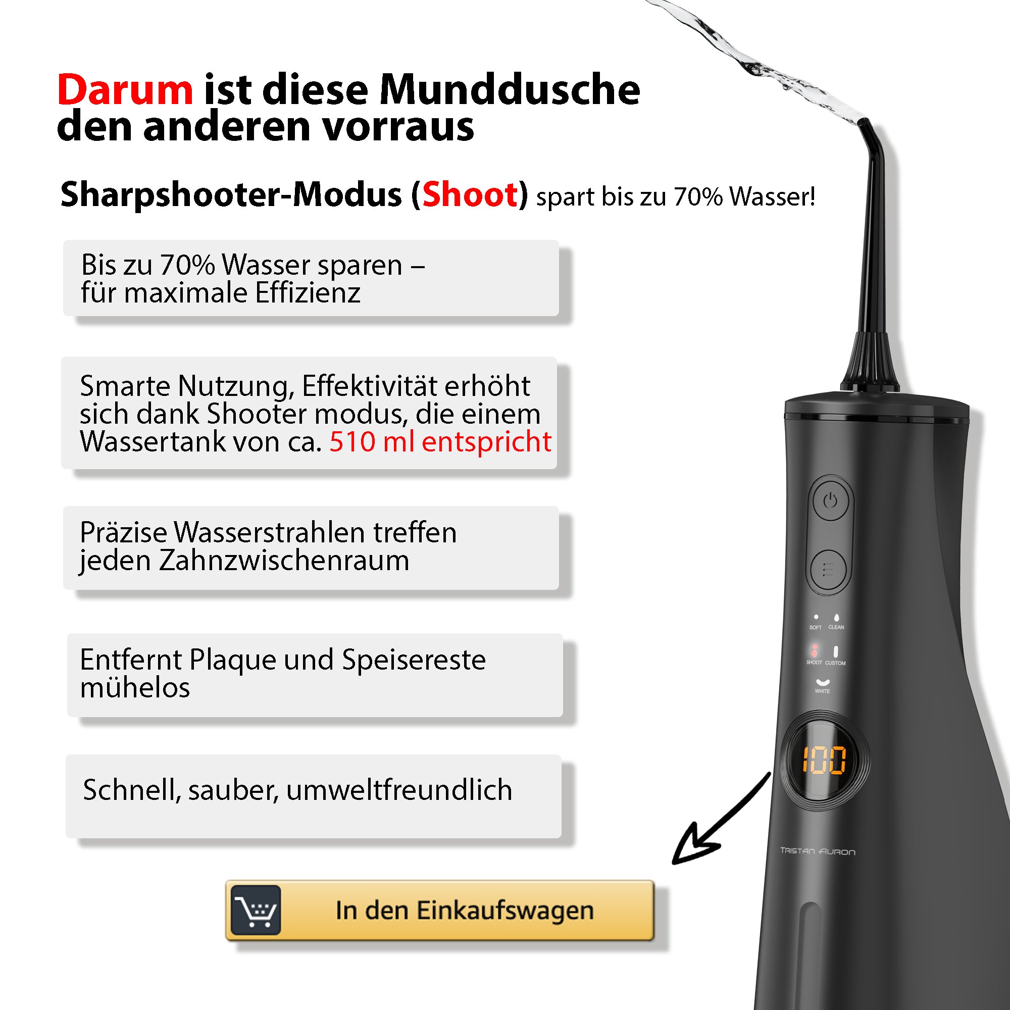 Munddusche mit Reisetasche und 2 oder 6 Ersatzdüsen