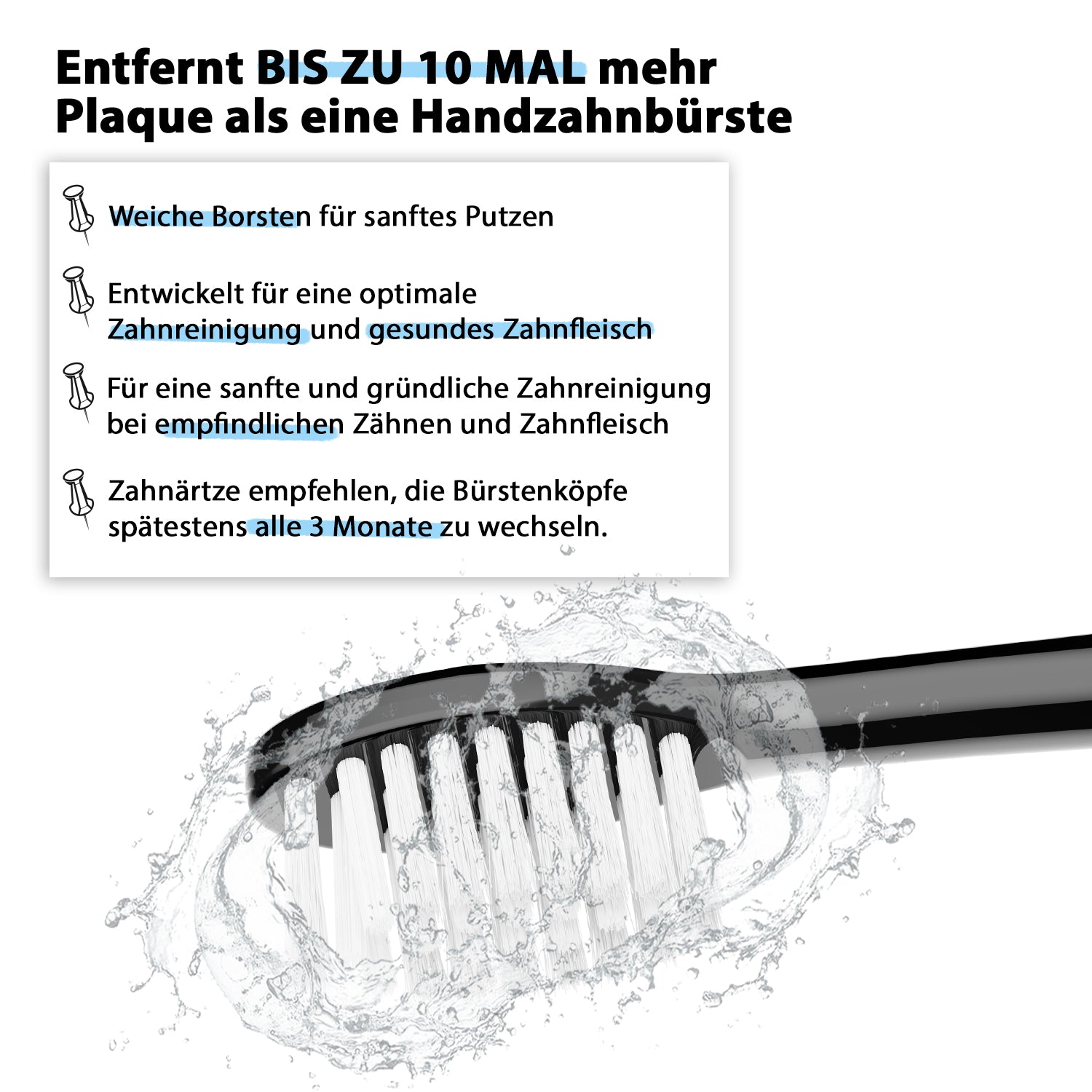 4x Ersatz-Bürstenköpfe soft / Business Class & Sonic Master