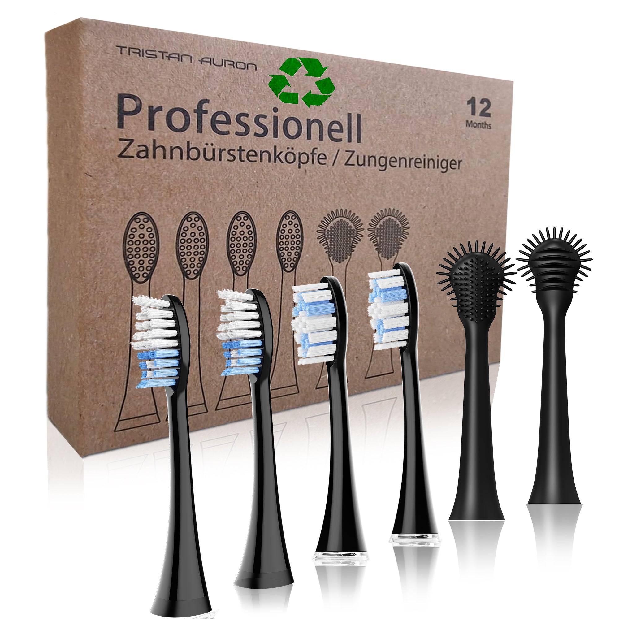 4x Ersatz-Bürstenköpfe und 2x Zungenreiniger Business Class & Sonic Master